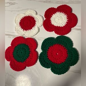 Handmade Coasters Crochet Christmas Set